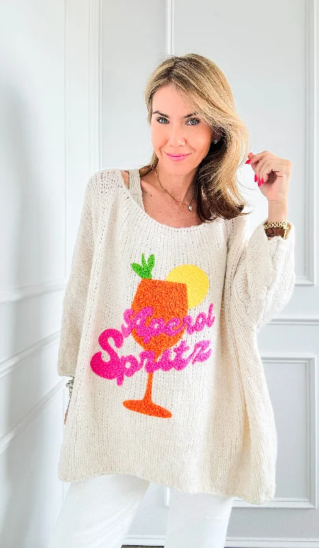 Aperol Spritz Italian Knit Sweater - Ecru