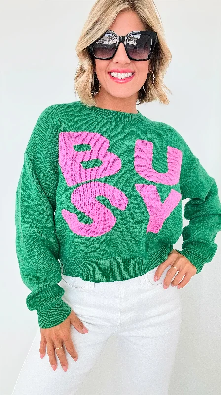 'Busy' Knit Sweater - Green