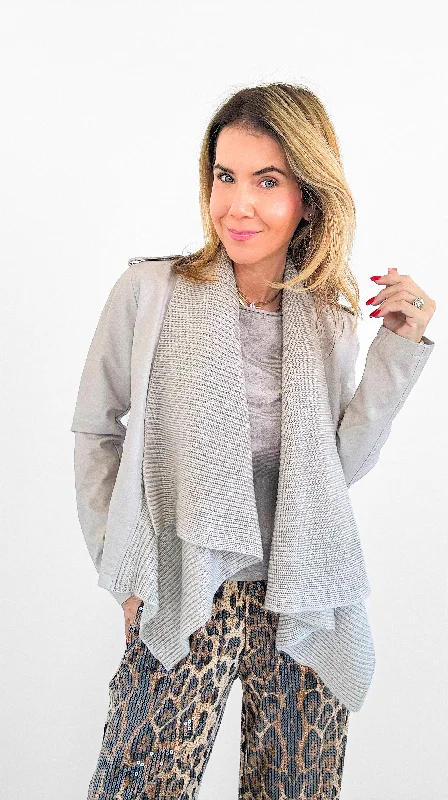 Chic Drape Knit Jacket - Taupe