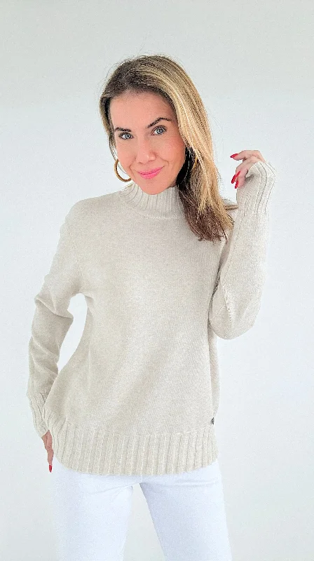 Comfort Turtleneck Italian Sweater- Oyster