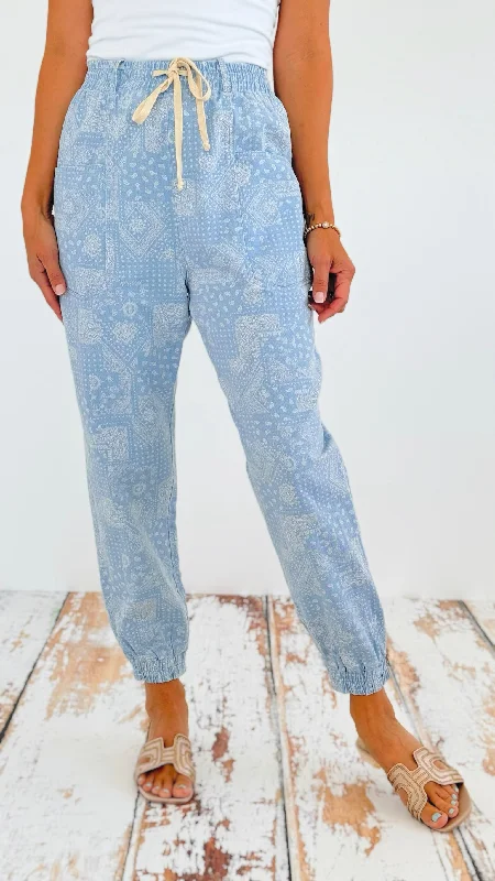 Washed Paisley Printed Joggers