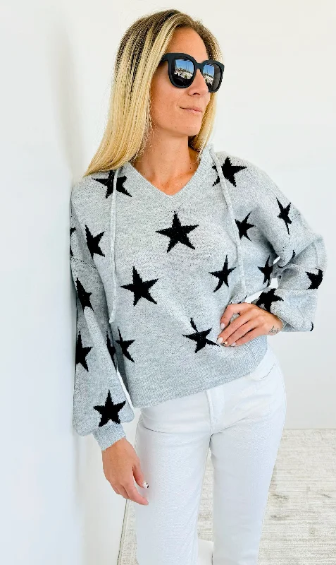 Star Printed Hoodie Sweater