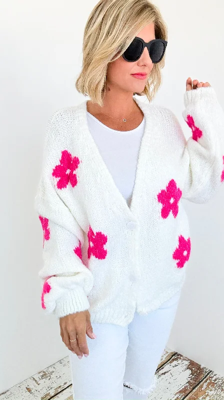 Flowers Pink Italian Cardigan