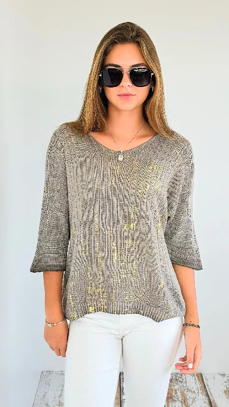 Foil Detailed Mesh Italian Knit