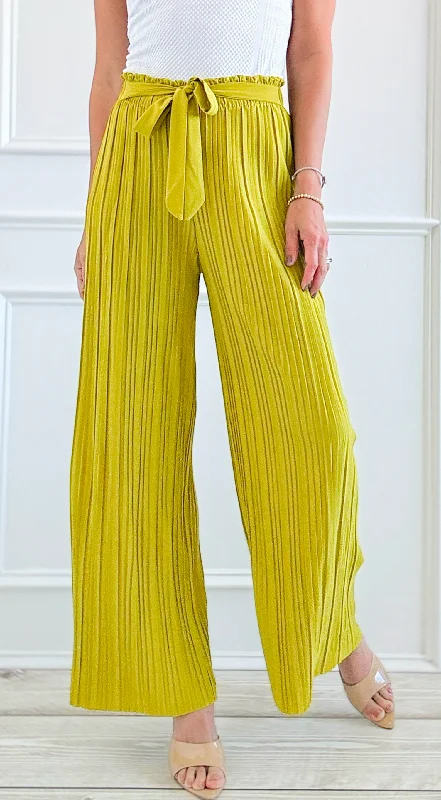 Garden Luxe Wide Leg Pants - Chartreuse