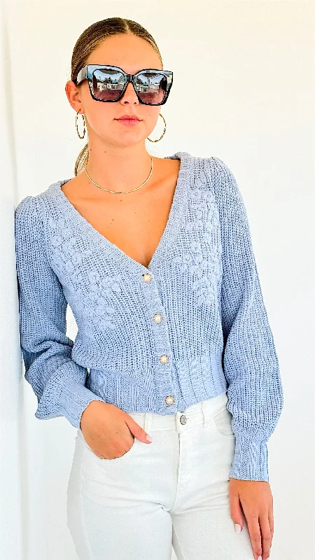 Button Down Embroidery Cardigan Sweater