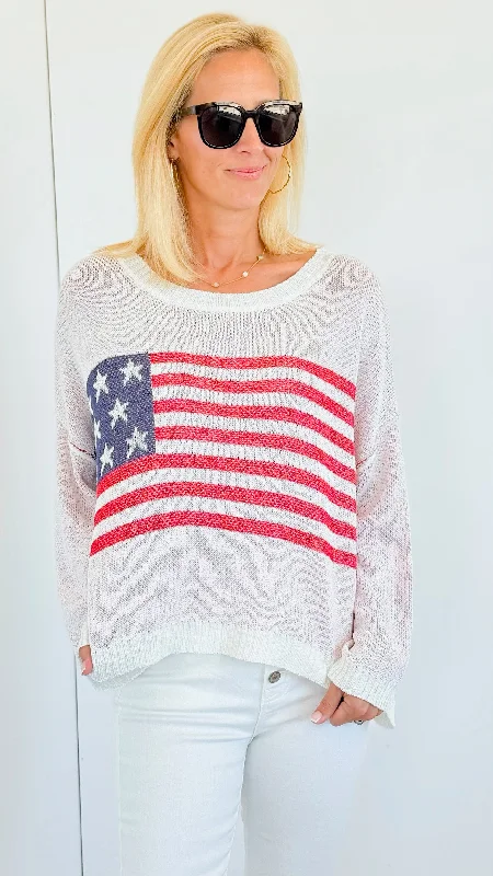 Flag Print Oversized Sweater