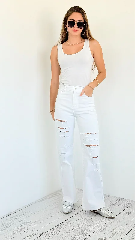 Snowstorm Distressed High-Rise Pants