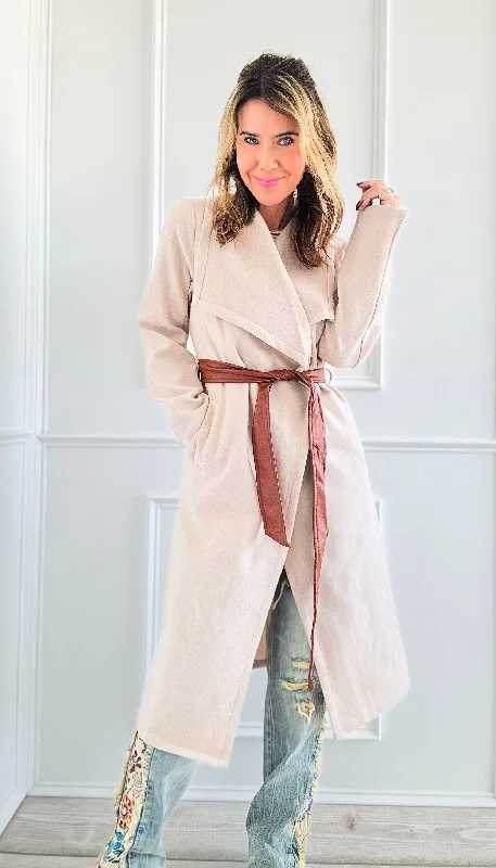 Luxe Open Front Coat-Beige