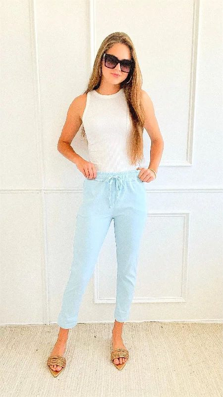 Spring Italian Jogger Pant - Sky Blue