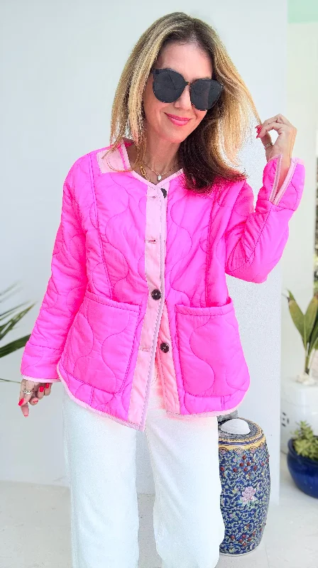 Quilted Relaxed Collarless Jacket