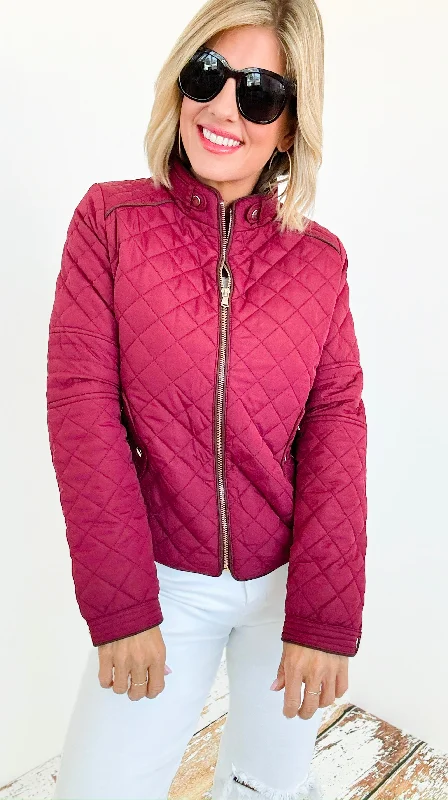 Quilted Urban Jacket-  Wine