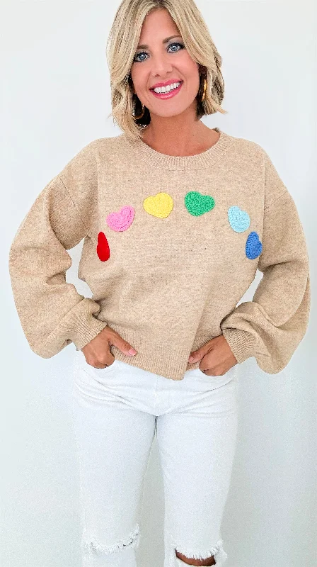 Rainbow Hearts Knit Sweater