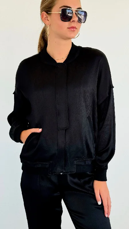 Smooth Sating Bomber Jacket