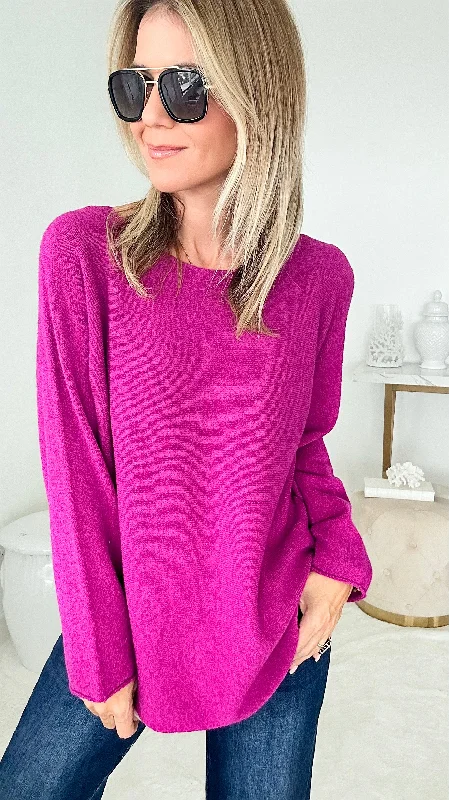 Soho Italian Boatneck Pullover - Magenta