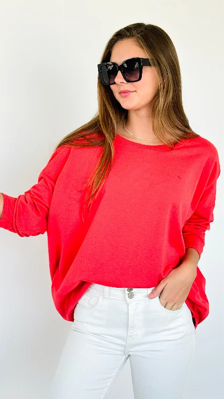 Upscale Comfort Italian Pullover- Coral