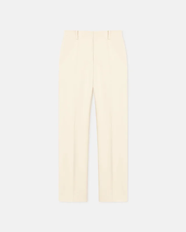 Loren - Double Suiting Straight-Leg Pants - Creme