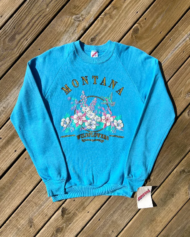 Vintage Unworn Montana Wildflowers Crewneck In Blue