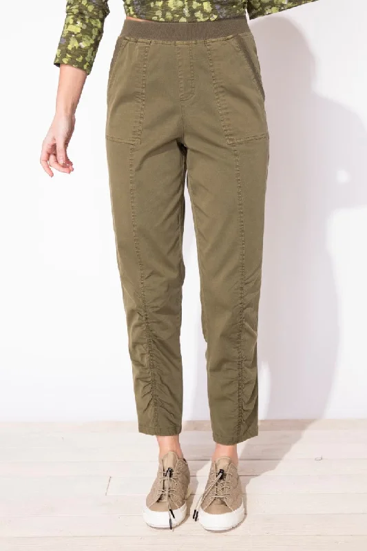 Salt Wash Ruched Ankle Pant in Olive by Escape