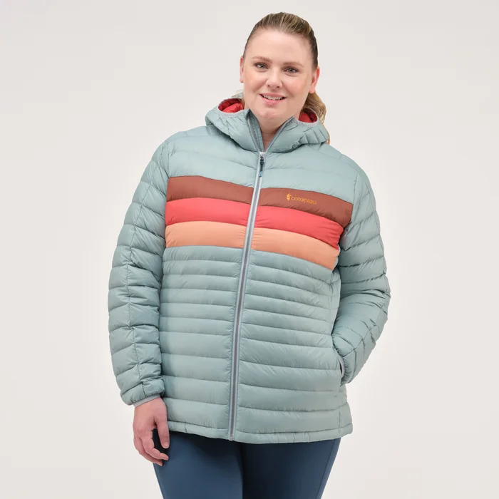 Women's Fuego Hooded Down Jacket - Sea Spray Stripes