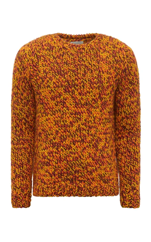 Poros Knit Sweater in Cadmium Yellow, Spice & Bordeaux Cashmere