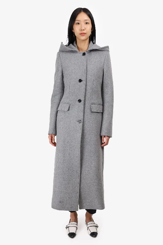 Acne Studios Grey Hooded Long Coat Size 36