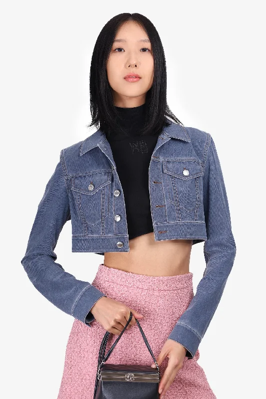 Alexander Wang Crop Stretch Denim Jacket Size M