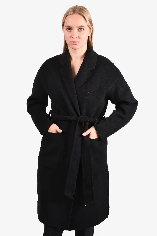 AllSaints Black Wool Blend Coat Size S