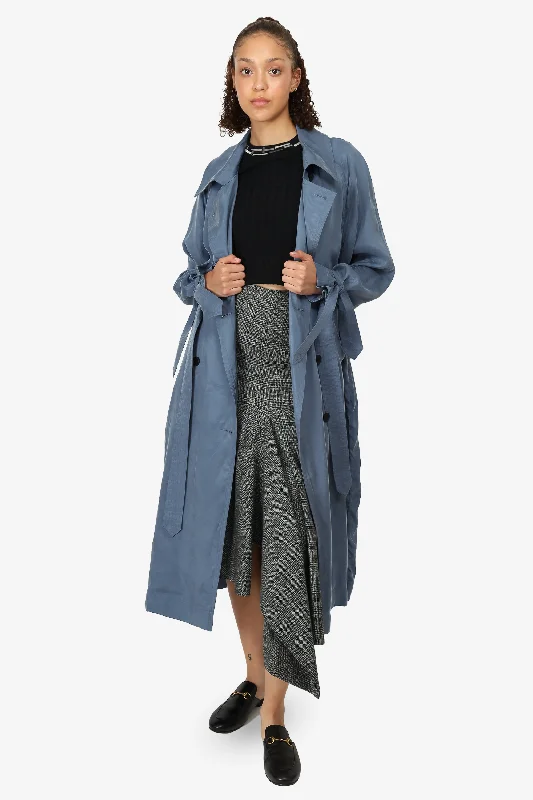 All Saints Blue Kikki Oversized Lyocell Trench Coat Size M