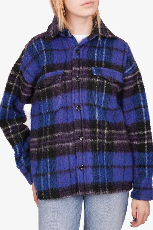 Anine Bing Blue/Purple Wool Check Jacket Size XS