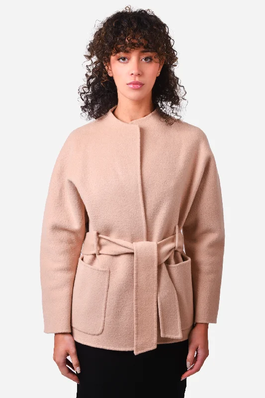 Ba&sh Beige Wool 'Lady' Wrap Short Coat Size 0