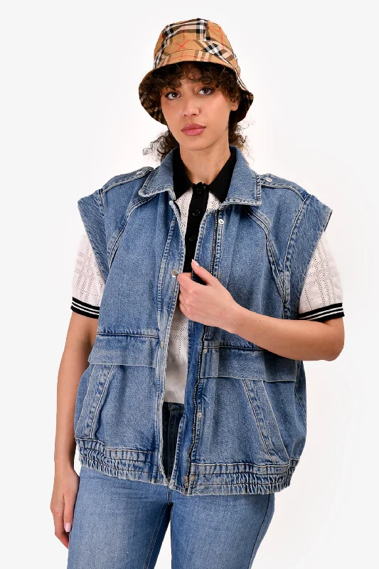 Ba&sh Blue Denim Vest Size M