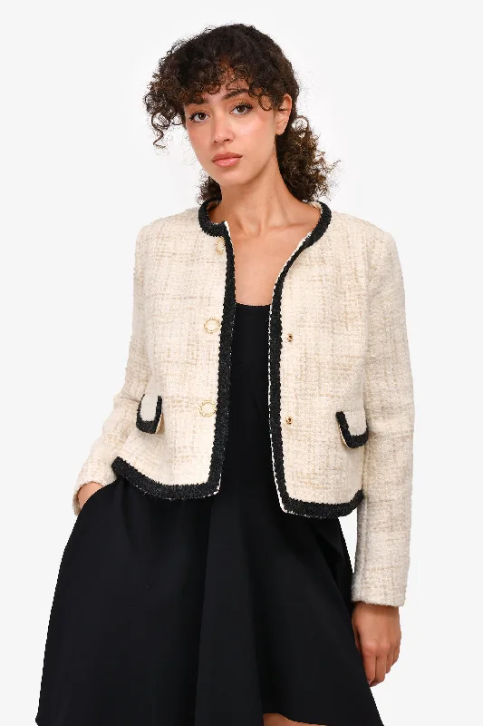 Ba&sh White/Black Boucle Evening Jacket Size 0