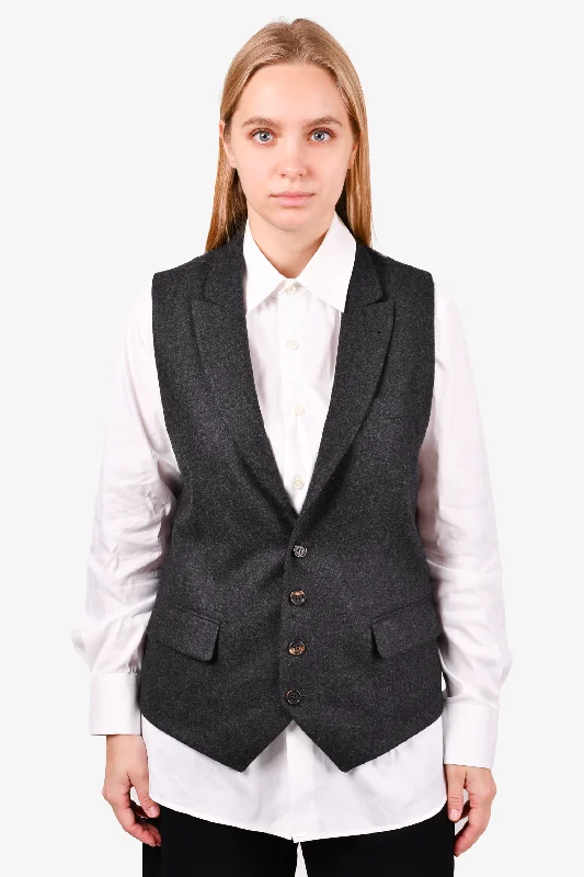 Brunello Cucinelli Grey Wool Vest Size 48