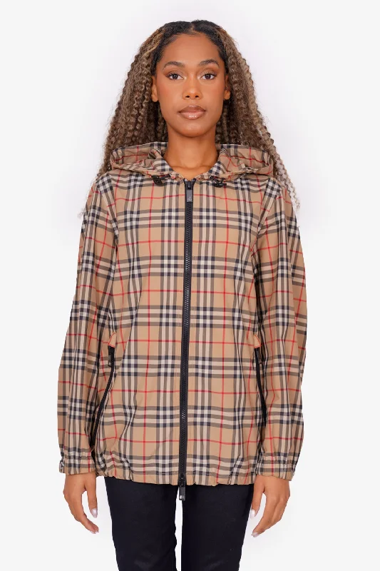 Burberry Archive Beige Vintage Check Hooded Jacket Size 10