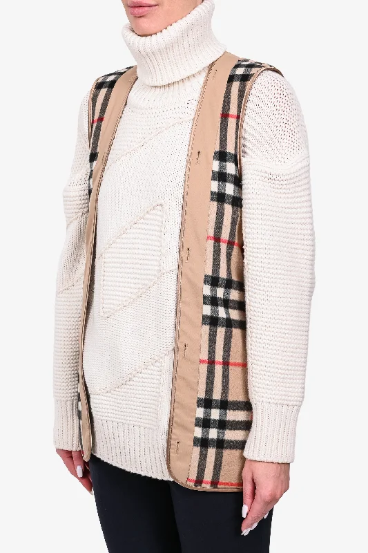 Burberry Beige Nova Check Cashmere/Wool 'Kensigton Warmer' Vest Size 44