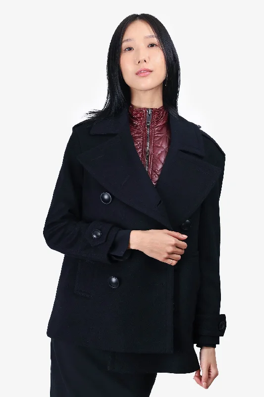 Burberry Black/Red Military Pea Coat Size 2