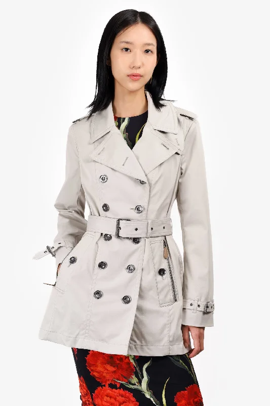 Burberry Brit Beige Short Double Breasted Trench Coat Size 10