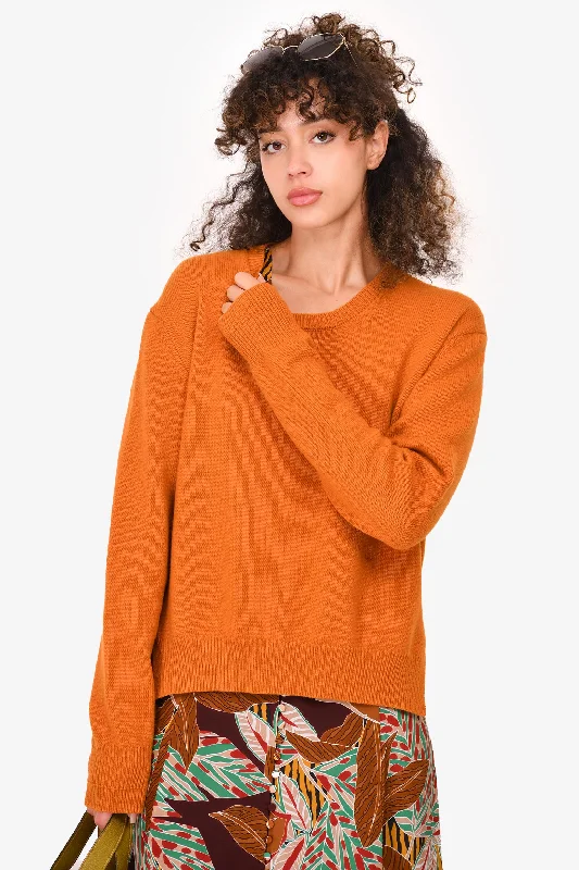 Celine Orange Cashmere Crew Neck Sweater Size 1