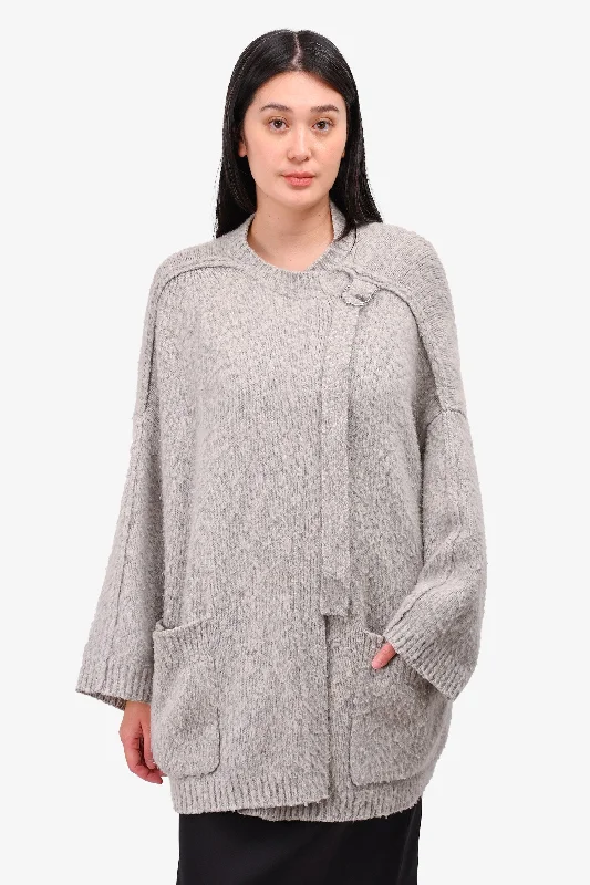 Chloe Grey Cashmere/Wool Open Cardigan Sweater Size M