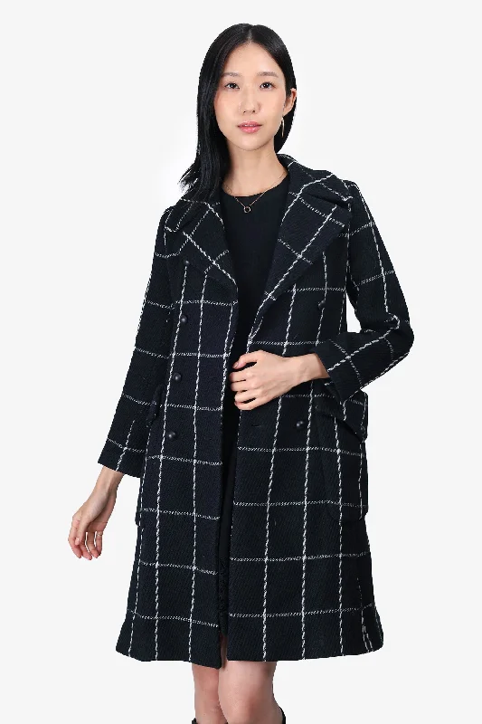 Christian Dior Black Check Wool Coat Size 2