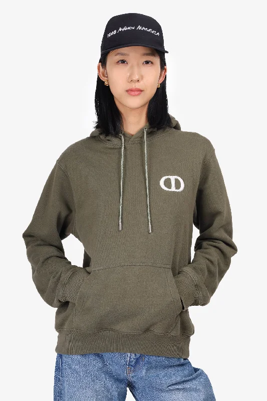 Christian Dior Green Cotton 'CD Icon' Hooded Sweatshirt Size M