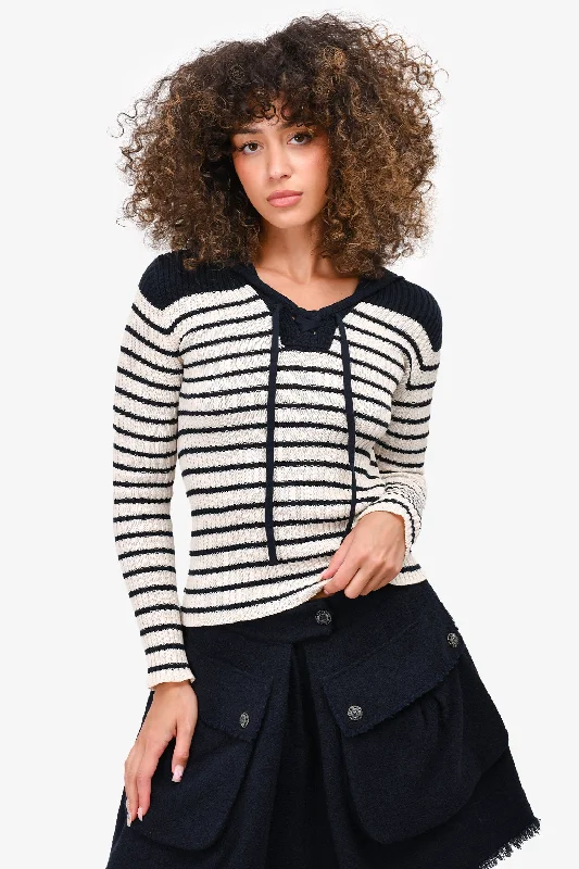 Christian Dior Navy/White Striped Dioriviera Sweater Size 34