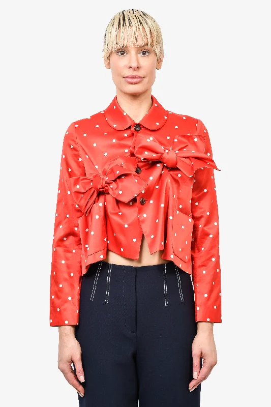 Comme des Garcons Red/White Polka Dot Cotton/Silk Bow Jacket Size S