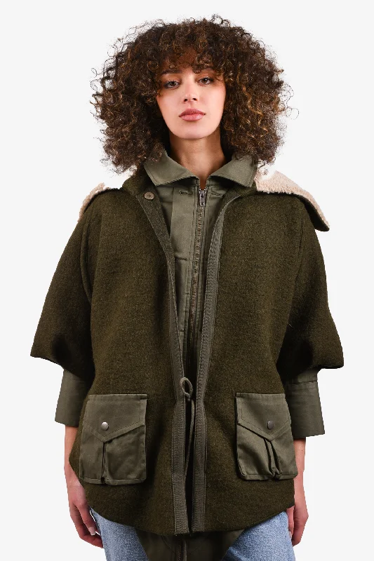 Cut25 by Yigal Azrouël Green Felt Boxy Utility Coat Size S