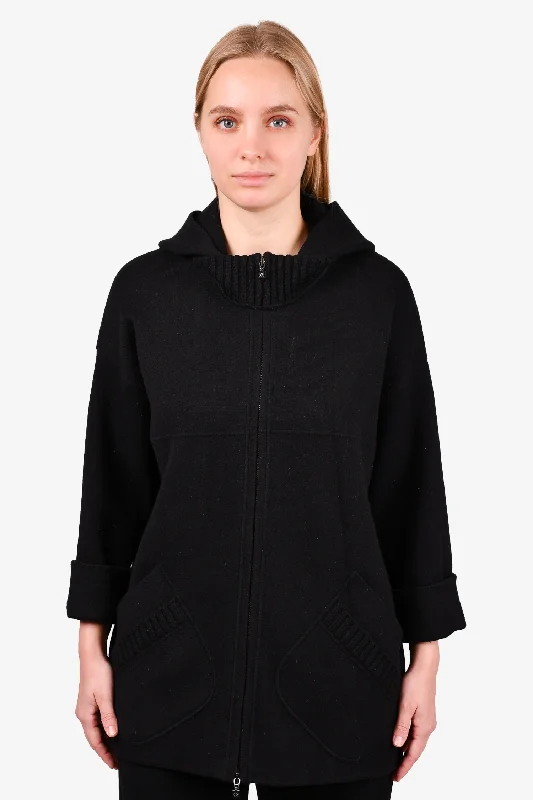 D Exterior Black Wool/Cashmere Oversized Zip-Up Sweater Jacket Size XS (Est. MSRP $1800)