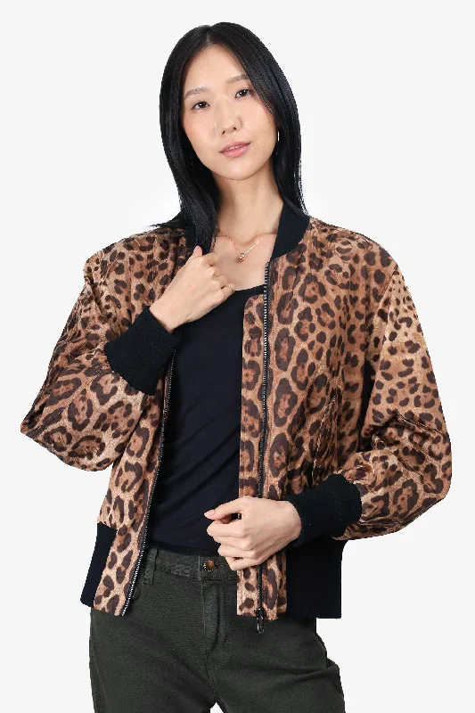 Dolce & Gabbana Leopard Print Bomber Jacket Size 40