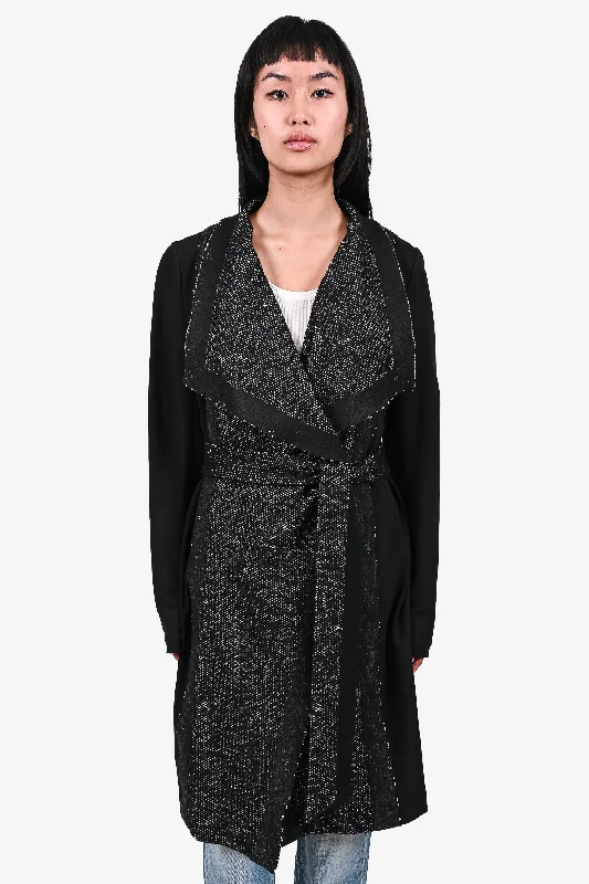 Donna Karan Black/White Speckled Wrap Cardigan Size 6