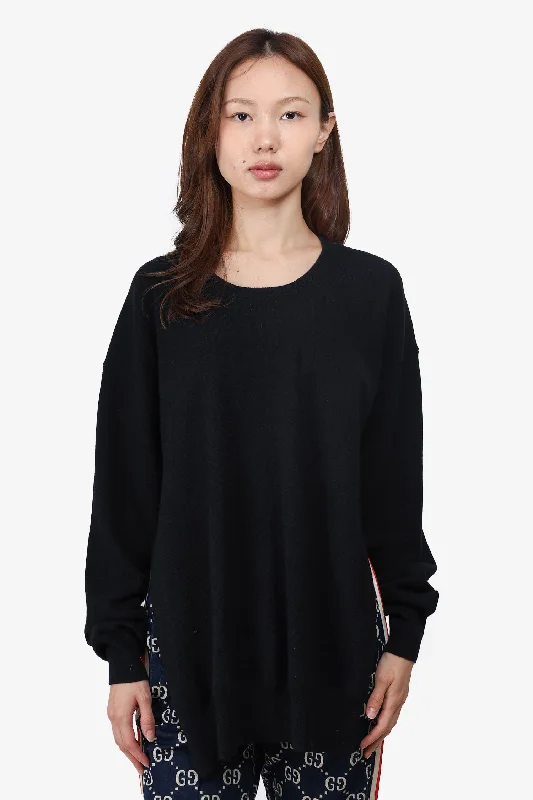 Dries Van Noten Black Open Back Cashmere Sweater Size Medium