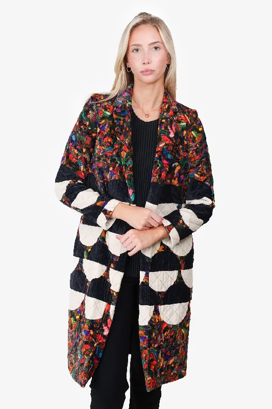 Dries Van Noten Multicolour Velvet Printed Coat Size 34